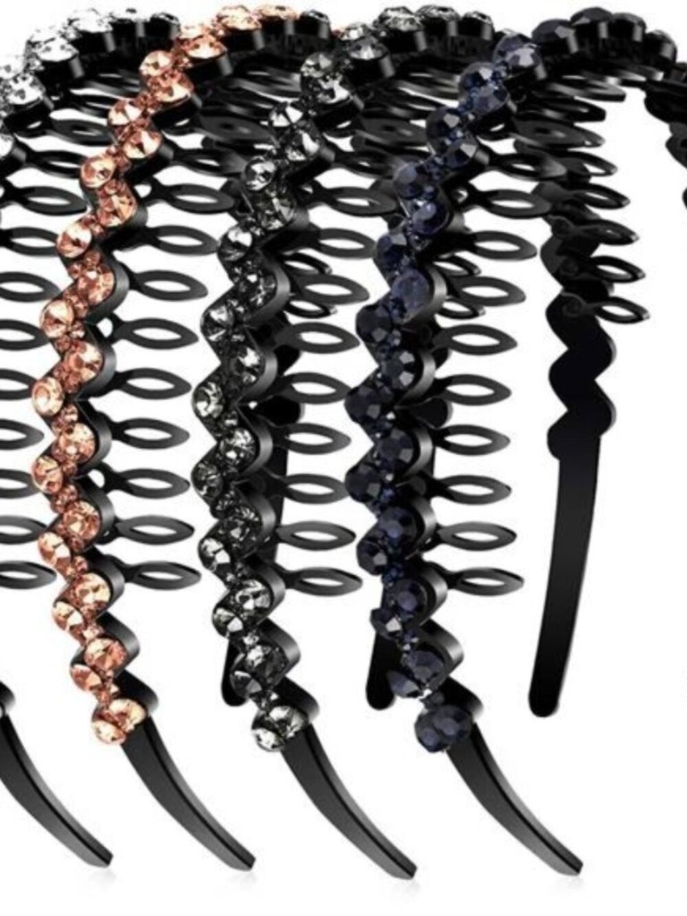 Teeth Comb Headbands - 4 Pcs Wave Rhinestone Crystal Hair Hoop for Women & Teens